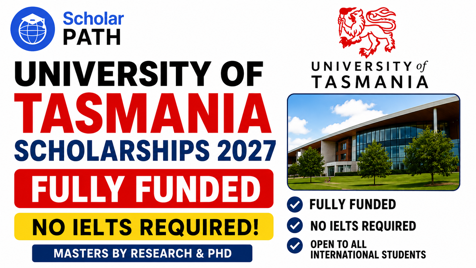 University of Tasmania Scholarships 2027 ,Fully Funded for International Students