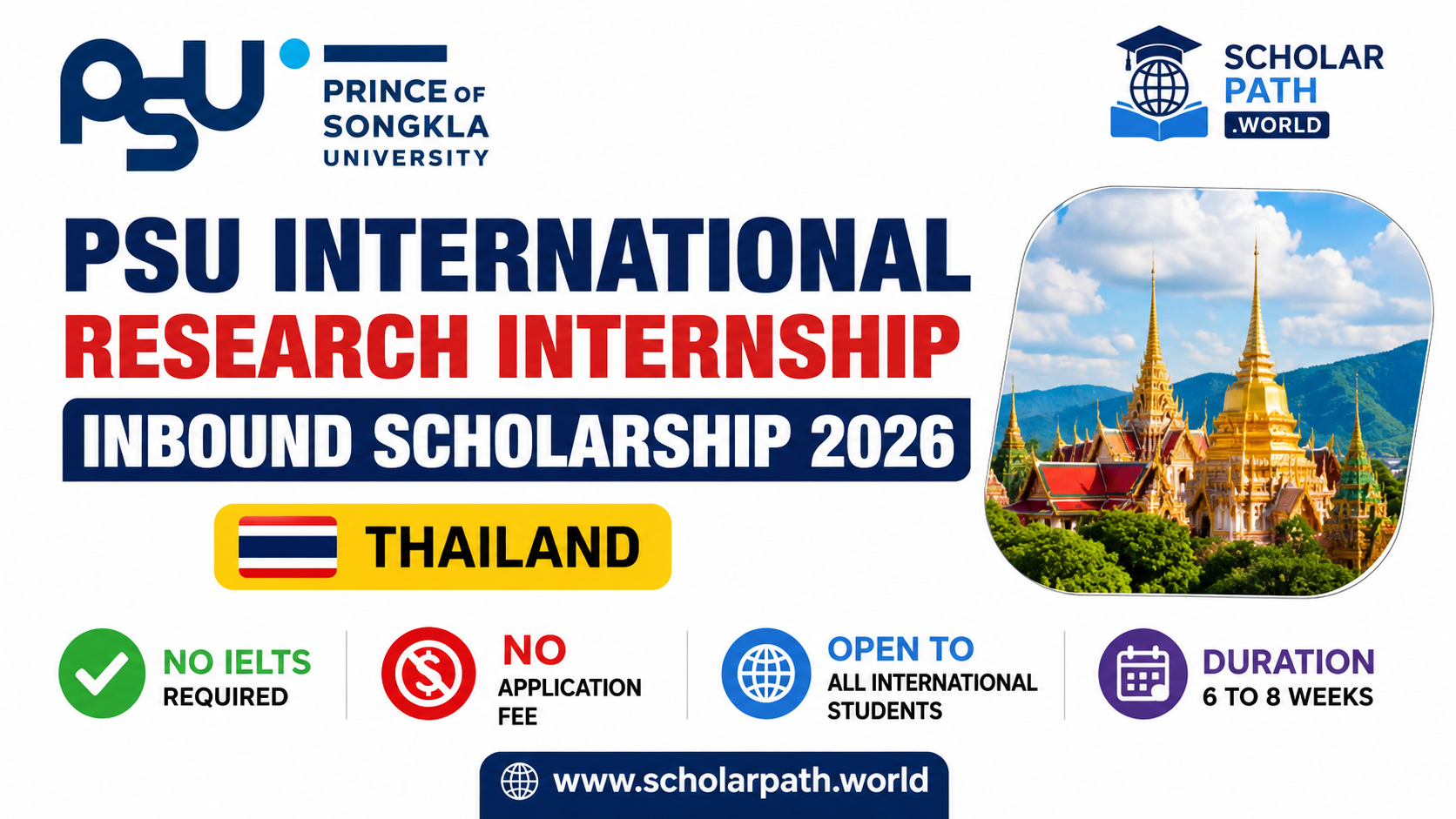 PSU Research Internship 2026 in Thailand — Funded Internship at Prince of Songkla University